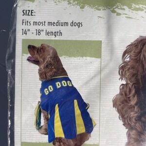 NWT CHEERLEADER Dog Costume Medium Blue & Yellow‎ Football Sports Halloween